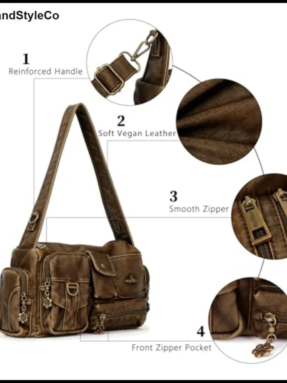 Vintage Hobo Handbag Women Faux Leather Crossbody Shoulder Bag Adjustable Strap